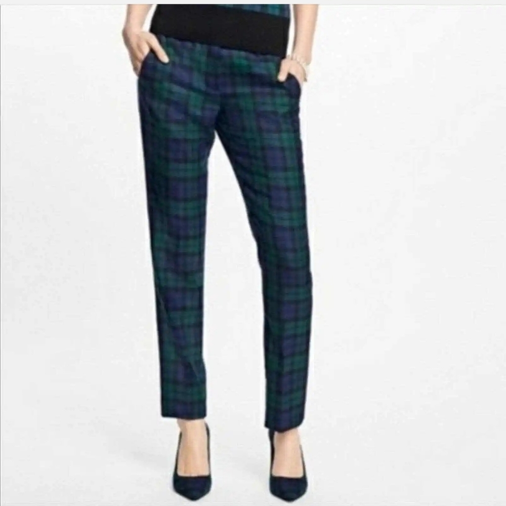 Brooks Brothers blue & green Catherine tartan plaid wool green blue trousers 12